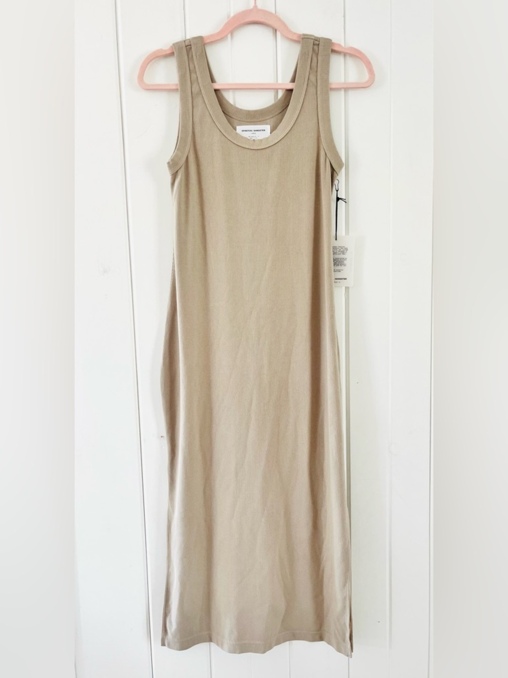 Spiritual Gangster "Cassandra" tank maxi dress in beige, Sz L